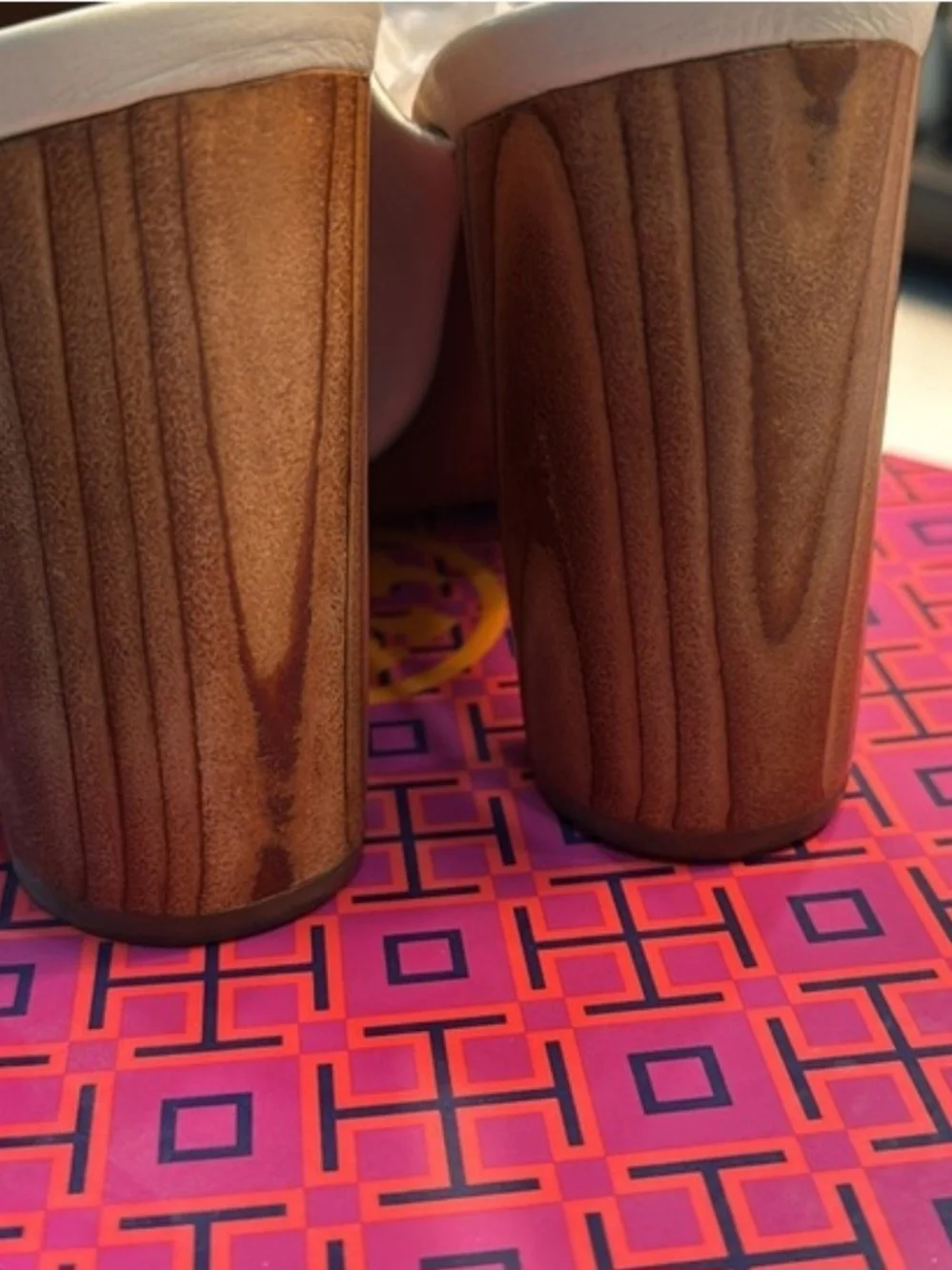 Tory Burch Ivory Leather Block-Heel Mule